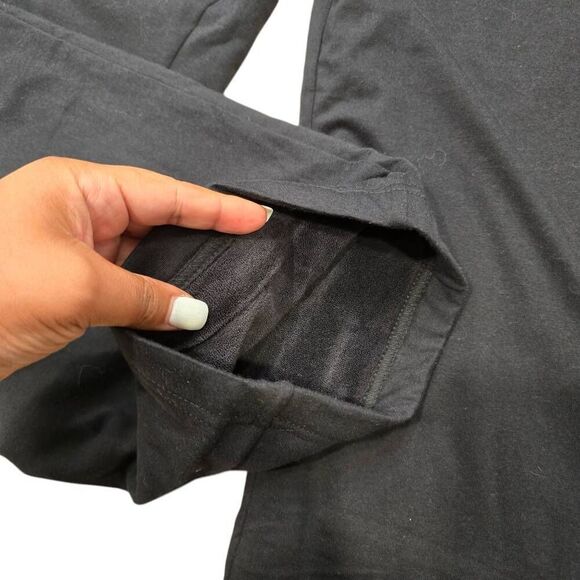 Dude Robe Pants Women's L/XL Black Elastic Waist Wide Leg 100% Cotton Trouser - Picture 4 of 7